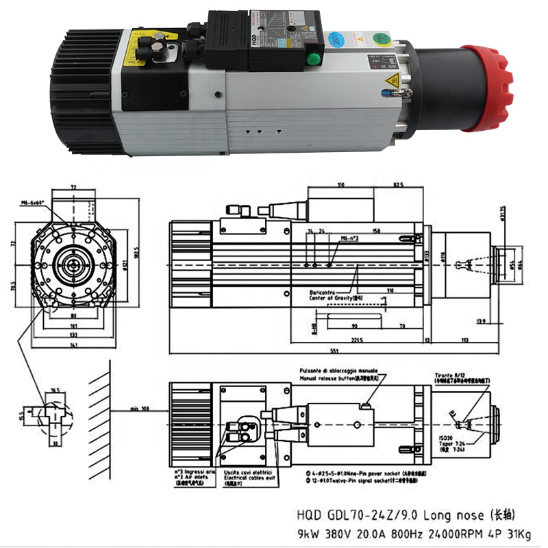 Cnc Spindle Motor - Motor Spindle HQD 9kw 220v 380v